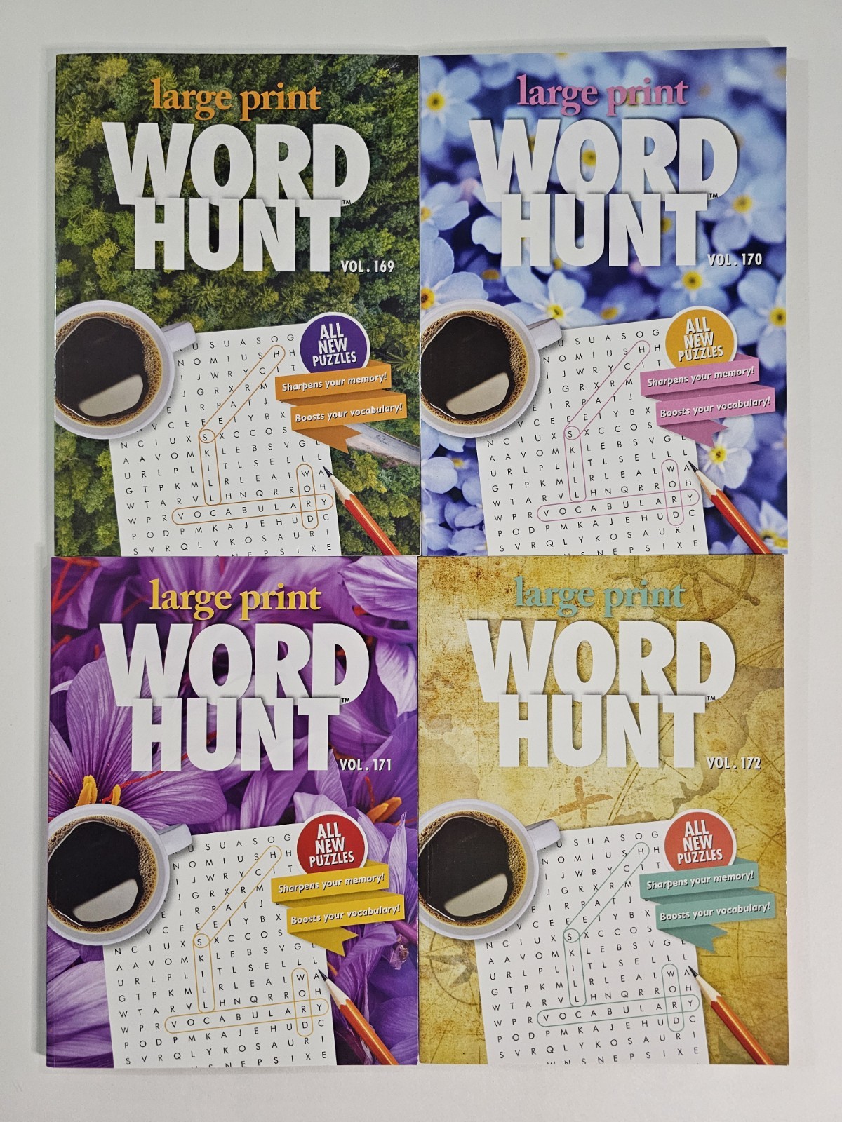 4 New Papp Puzzle Books Large Print Word Hunt Search Find Vol#169-172 Hobby Game