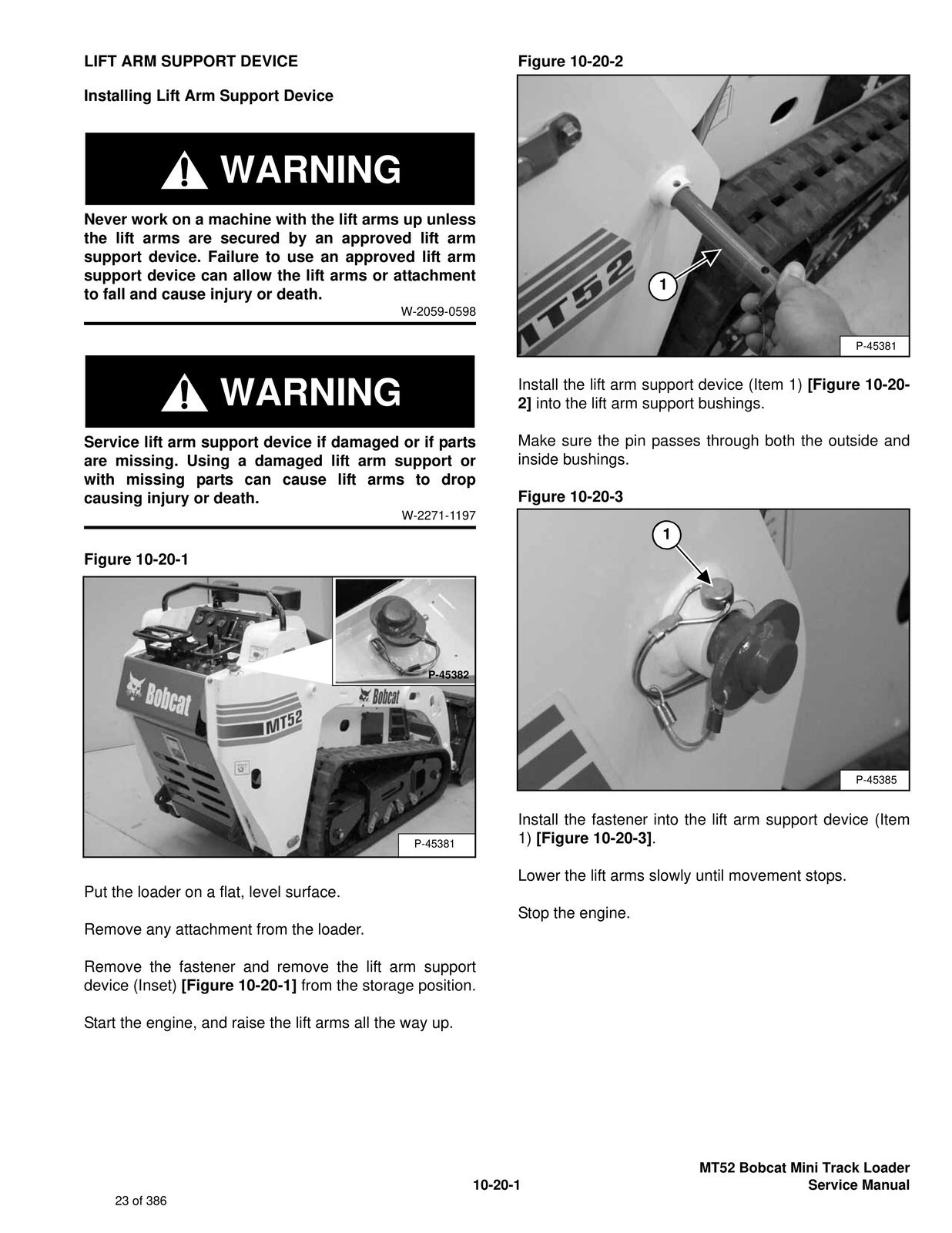 BOBCAT MT52 Mini Track Loader Service Manual SN 523611001 Up 2006, FOLDOUTS