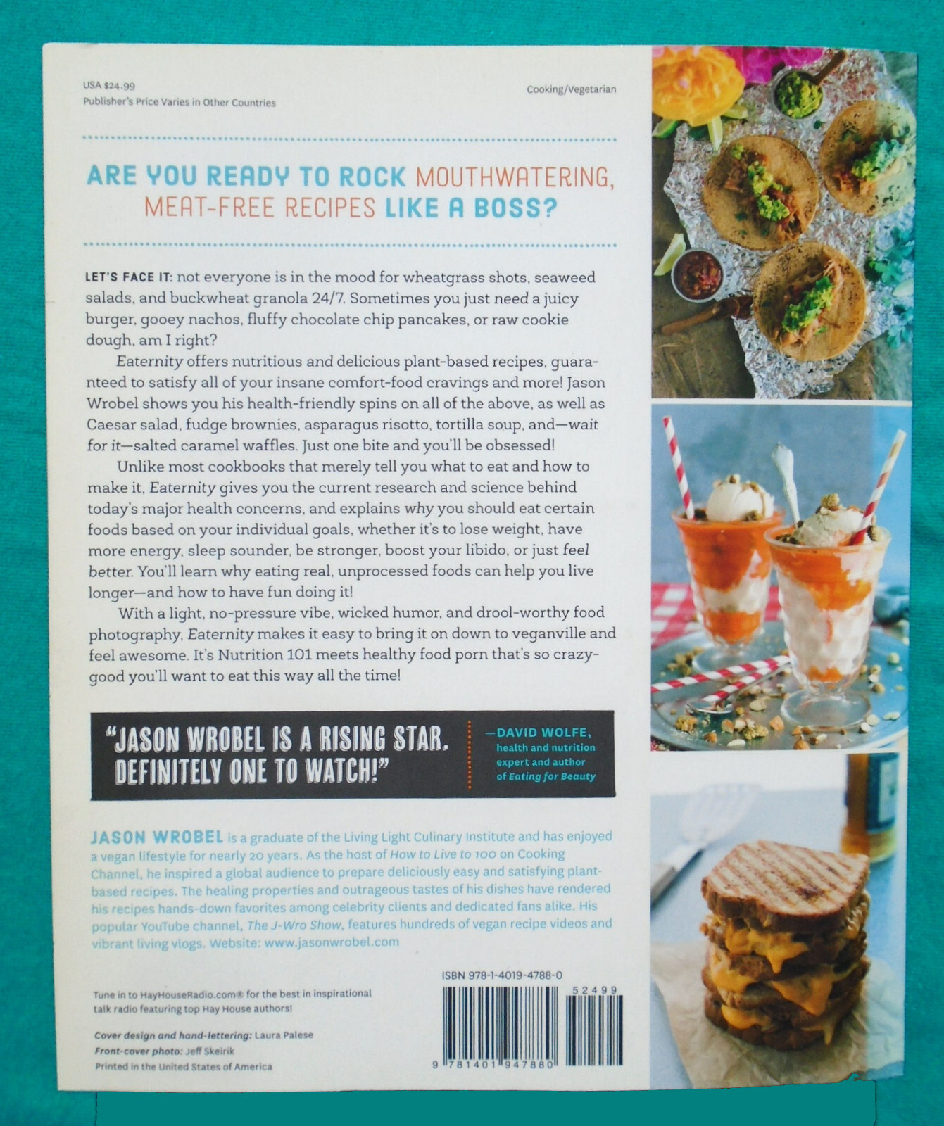 “Eaternity” by Jason Wrobel ©2016 Softcover 150+ Vegan Recipes 381 Pages NEW