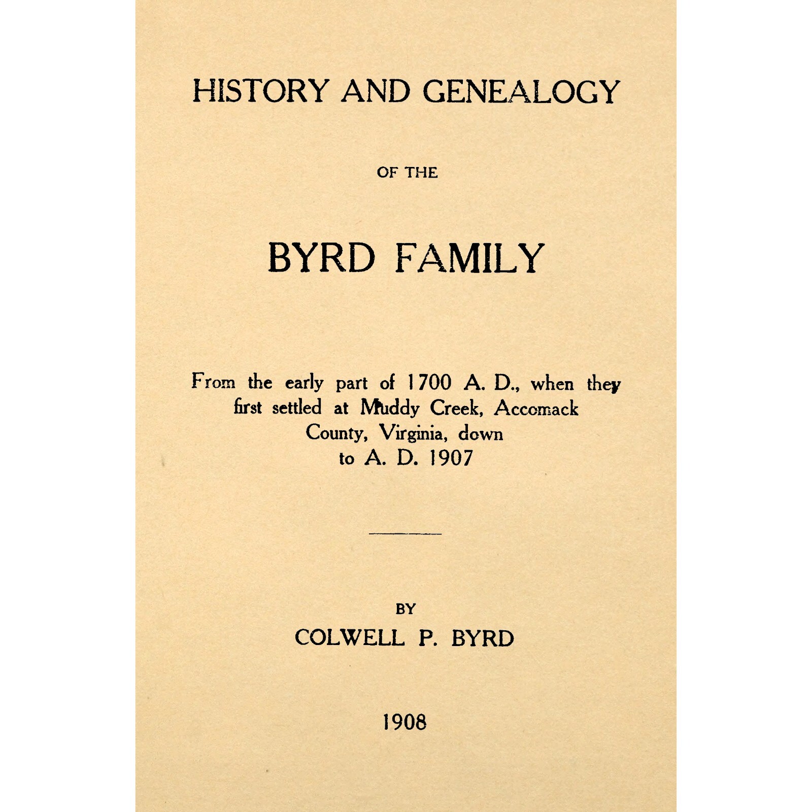 History and genealogy of the Byrd family
