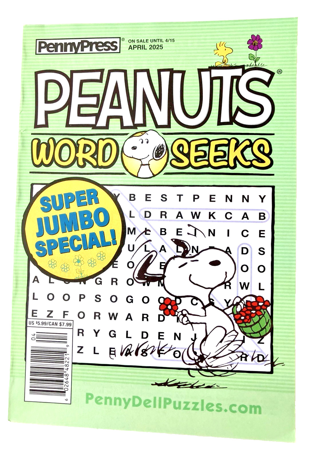 NEW Penny Press PEANUTS Charlie Brown Word Seek Search Puzzle Book April 2025